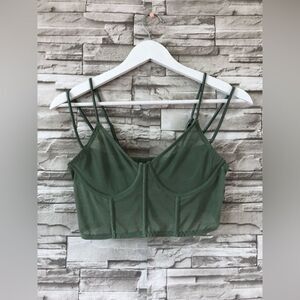 Forever 21 || Green Strappy Adjustable Bustier Cropped Top Sz Medium